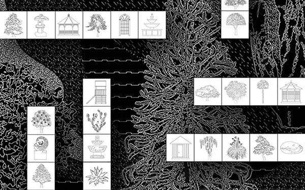 Artisans Gardens Landscape Design Symbols in Elevation View B&W