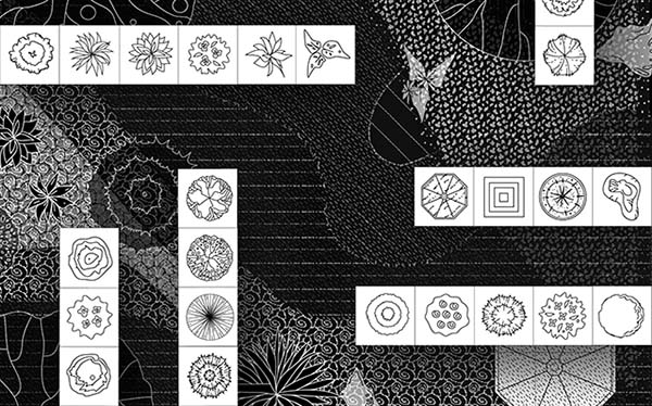 Artisans Gardens Landscape Design Symbols in Plan View B&W